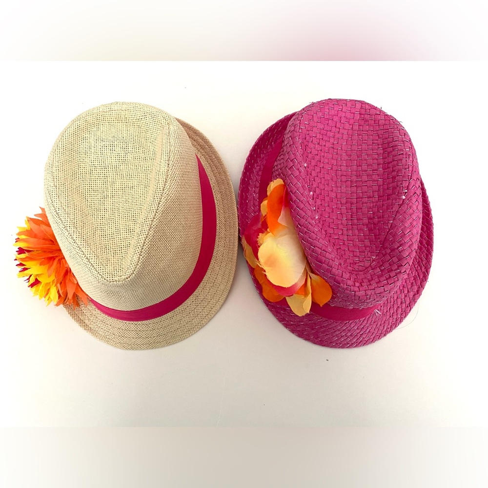 Free with purchase Girls Summer Flower Hats - Pink & Cream